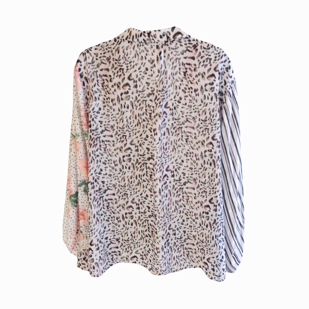 Umgee Small Oversized Mixed Print Floral Blouse Boho Chic Top Lightweight - Picture 2 of 12
